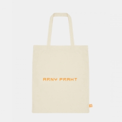 Монополия | Бежевая  текстильная сумка-шоппер  Omi   Нюд c оранжевым Логотипом