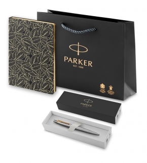 Монополия | Подарочный набор: Шариковая ручка Parker Jotter Essential, St. Steel GT, стержень: Mblue и Ежедневник недатированный, черный. P1951110_5303182