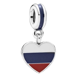 Монополия | Шарм-подвеска Pandora Moments в форме сердца «Флаг России» 