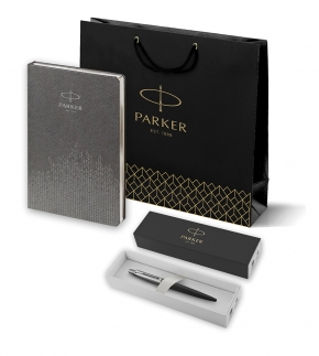 Монополия | Подарочный набор: Шариковая ручка Parker Jotter Essential, Satin Black CT и Ежедневник недатированный, серый 2122753