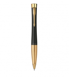 Монополия | Шариковая ручка Parker Urban (матовый черный лак) Muted Black Gold Finish Trim, стержень: M, цвет чернил: blue, 2143640