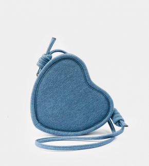 Монополия | Каркасная сумка Crush в форме сердца с ремнем в цвете деним индиго