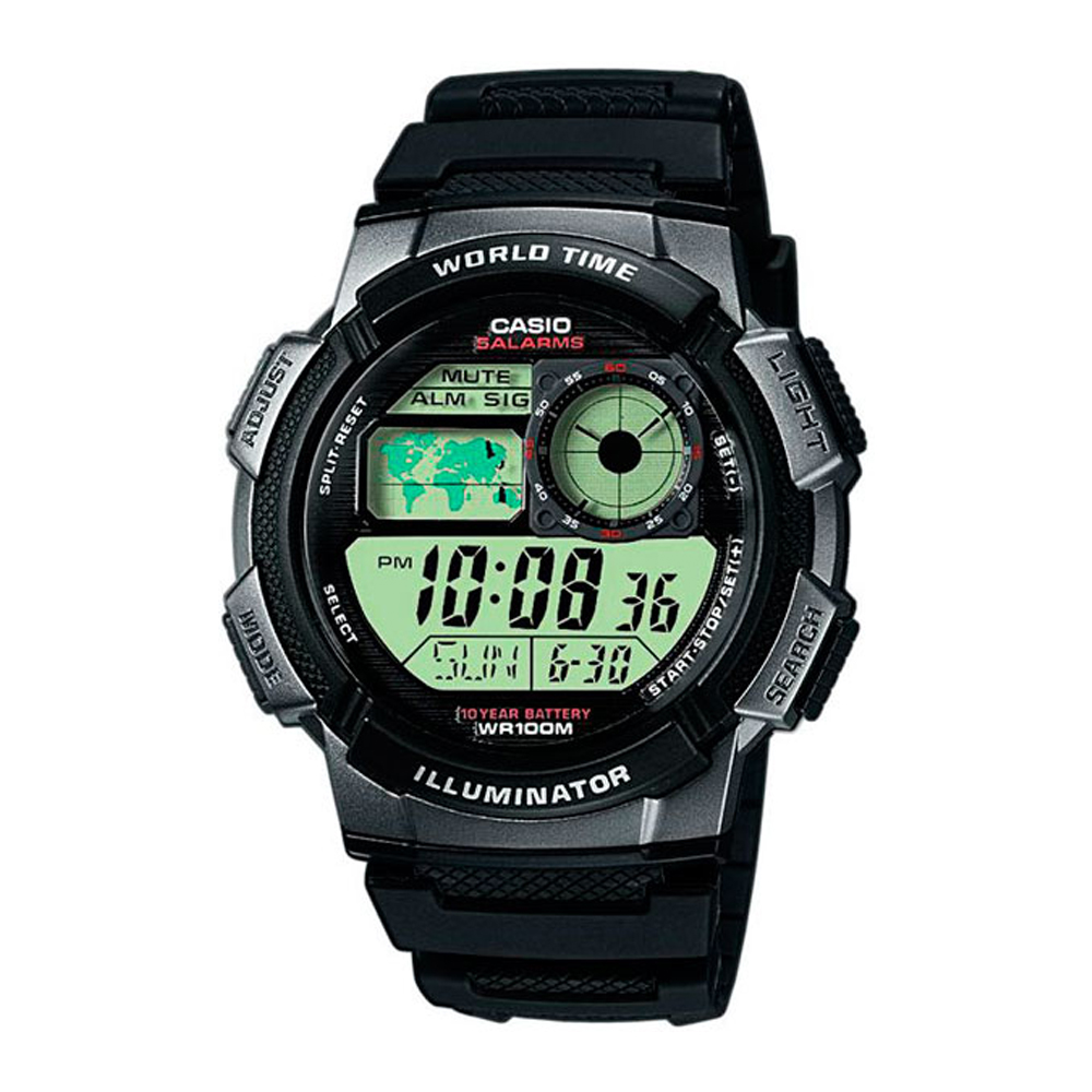 Японские наручные часы мужские Casio Collection AE-1000W-1B с хронографом | Casio 