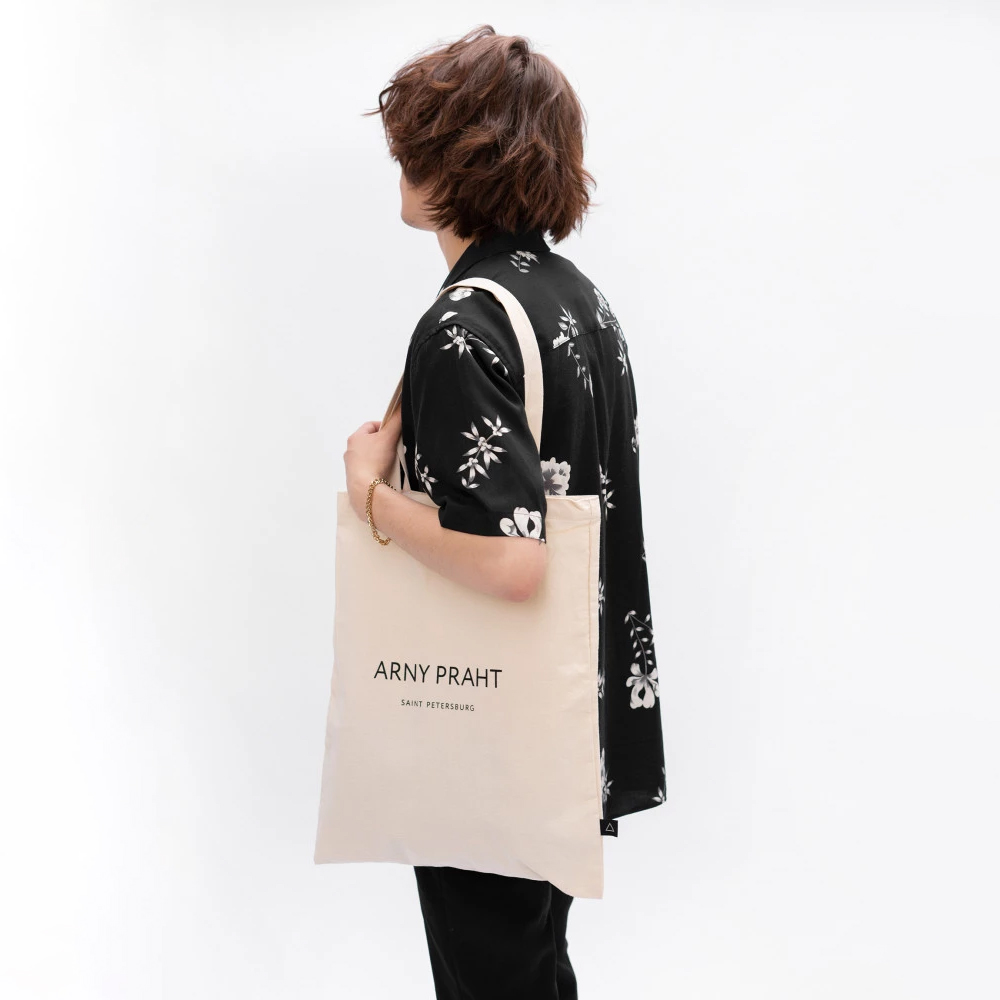 Бежевая текстильная сумка-шоппер Omi Нюд | ARNY PRAHT 