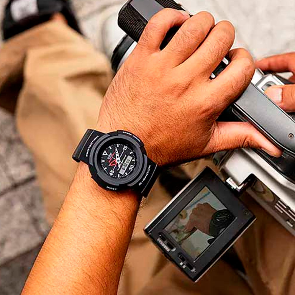 Японские наручные часы мужские Casio G-SHOCK  AW-500E-1E с хронографом | Casio 