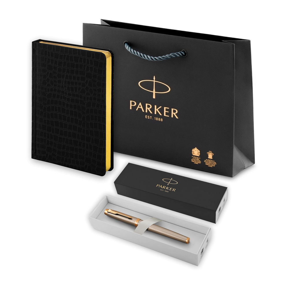 Подарочный набор: Ручка роллер Parker IM Metal Core Brushed Metal GT и Ежедневник недатированный А5 чёрный 193349_41663 | PARKER 