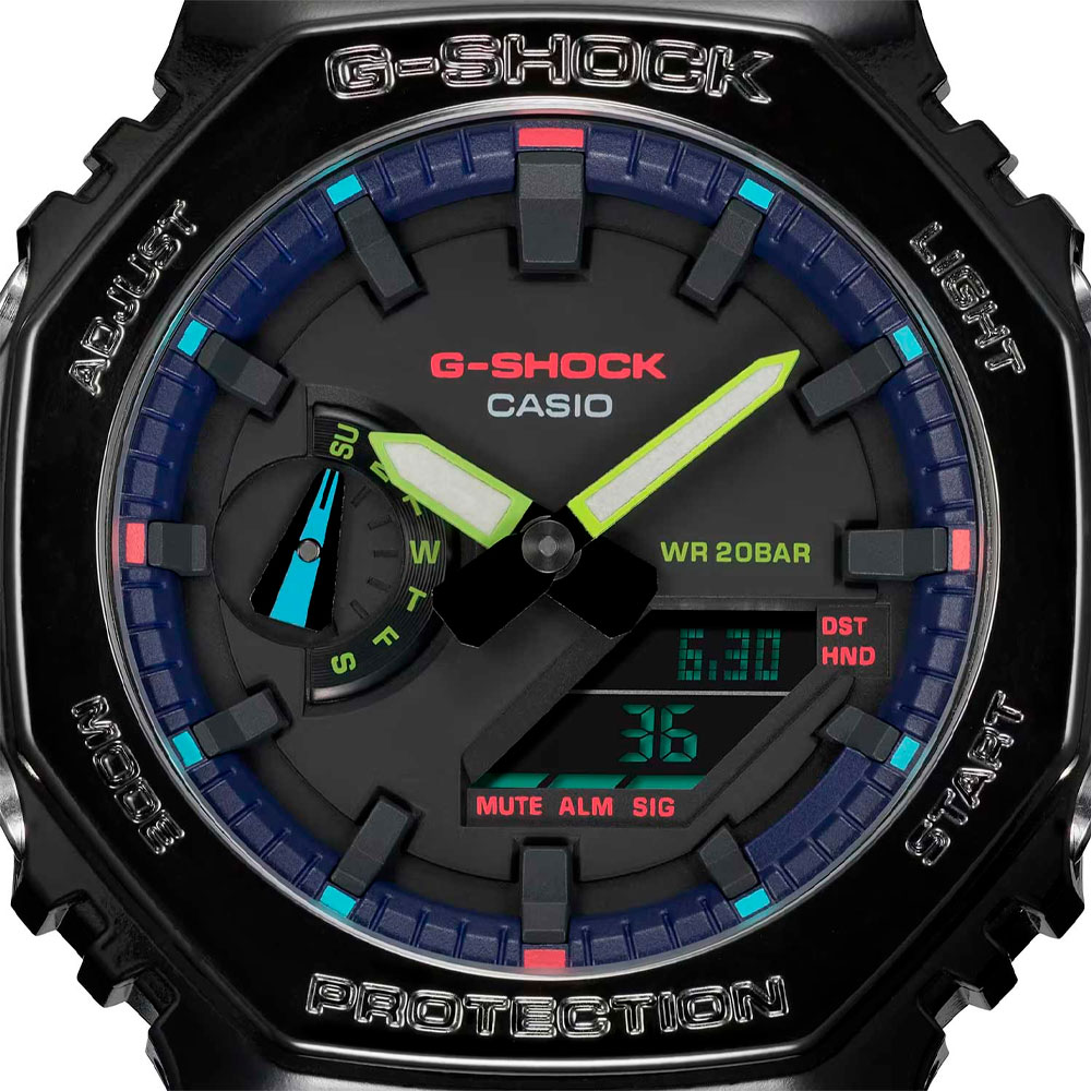 Японские наручные часы мужские Casio G-SHOCK GA-2100RGB-1A с хронографом | Casio 