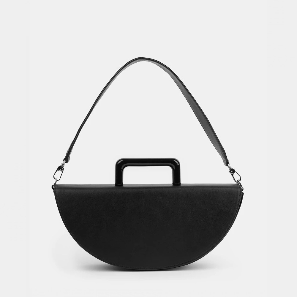 Полукруглая каркасная женская сумка Stella M в черном цвете  | ARNY PRAHT 
