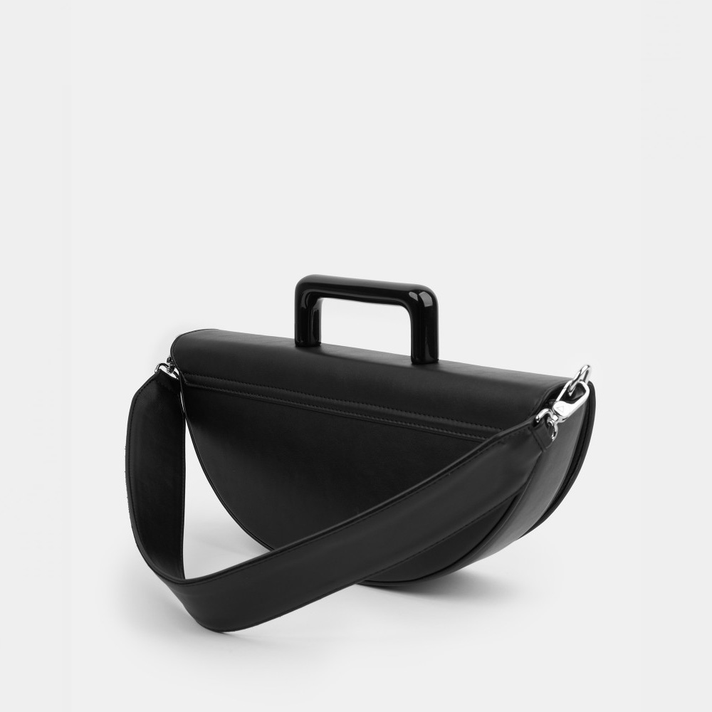 Полукруглая каркасная женская сумка Stella M в черном цвете  | ARNY PRAHT 
