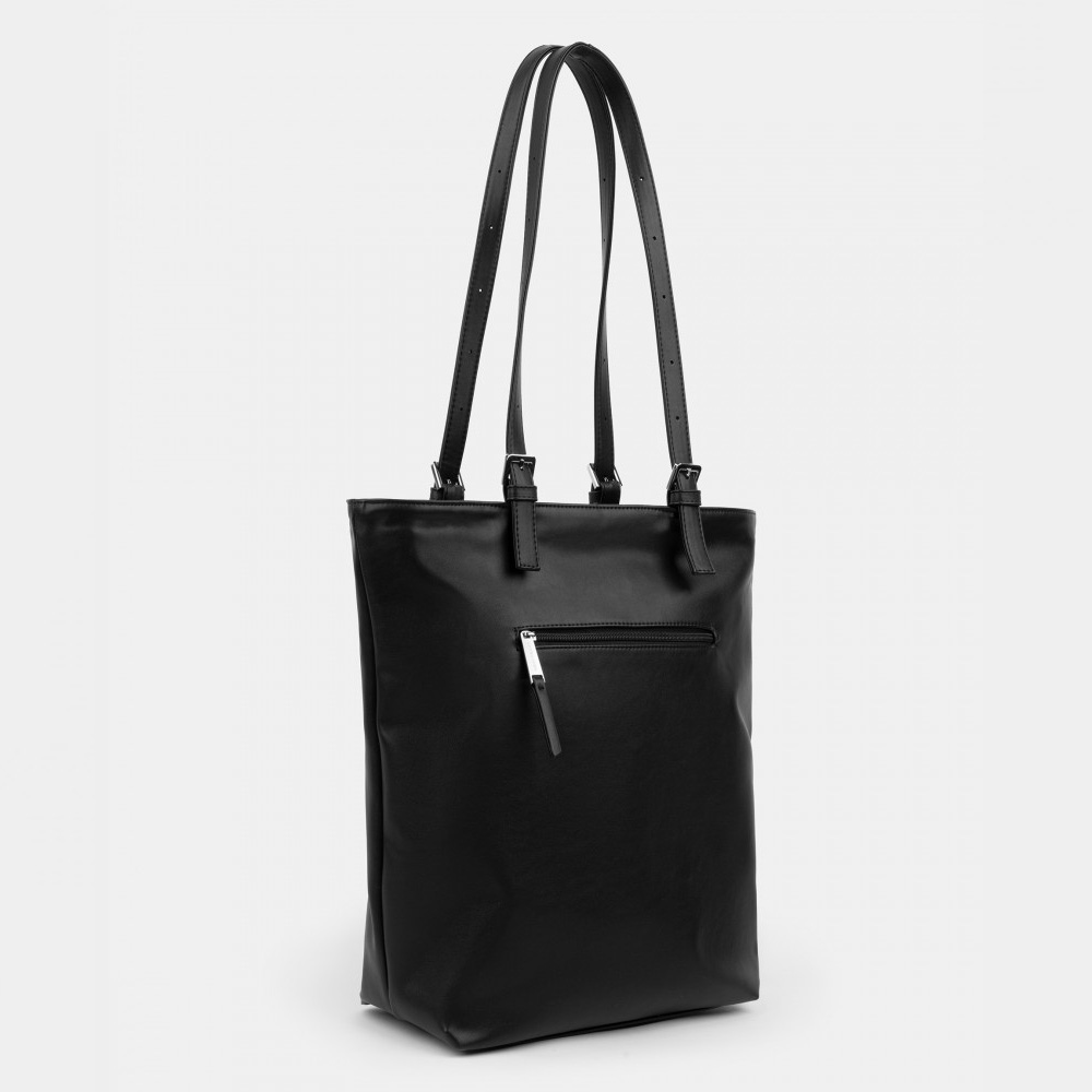 Большая мягкая женская сумка-шоппер More черного цвета  | ARNY PRAHT 