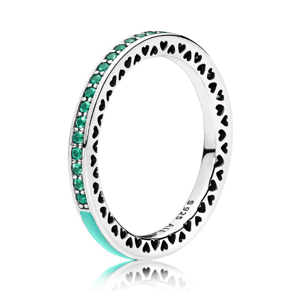 Кольцо «Зеленое лучезарное сердце Pandora» | PANDORA