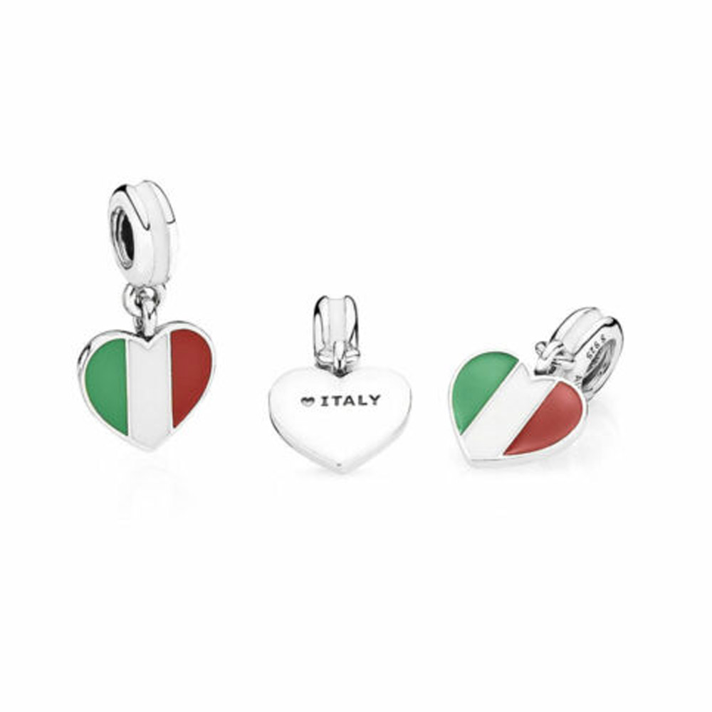 Шарм-подвеска Moments «Italy Heart Flag»  «Флаг Сердце Италия»  | PANDORA 