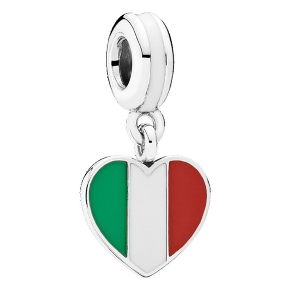 Шарм-подвеска Moments «Italy Heart Flag»  «Флаг Сердце Италия»  | PANDORA 