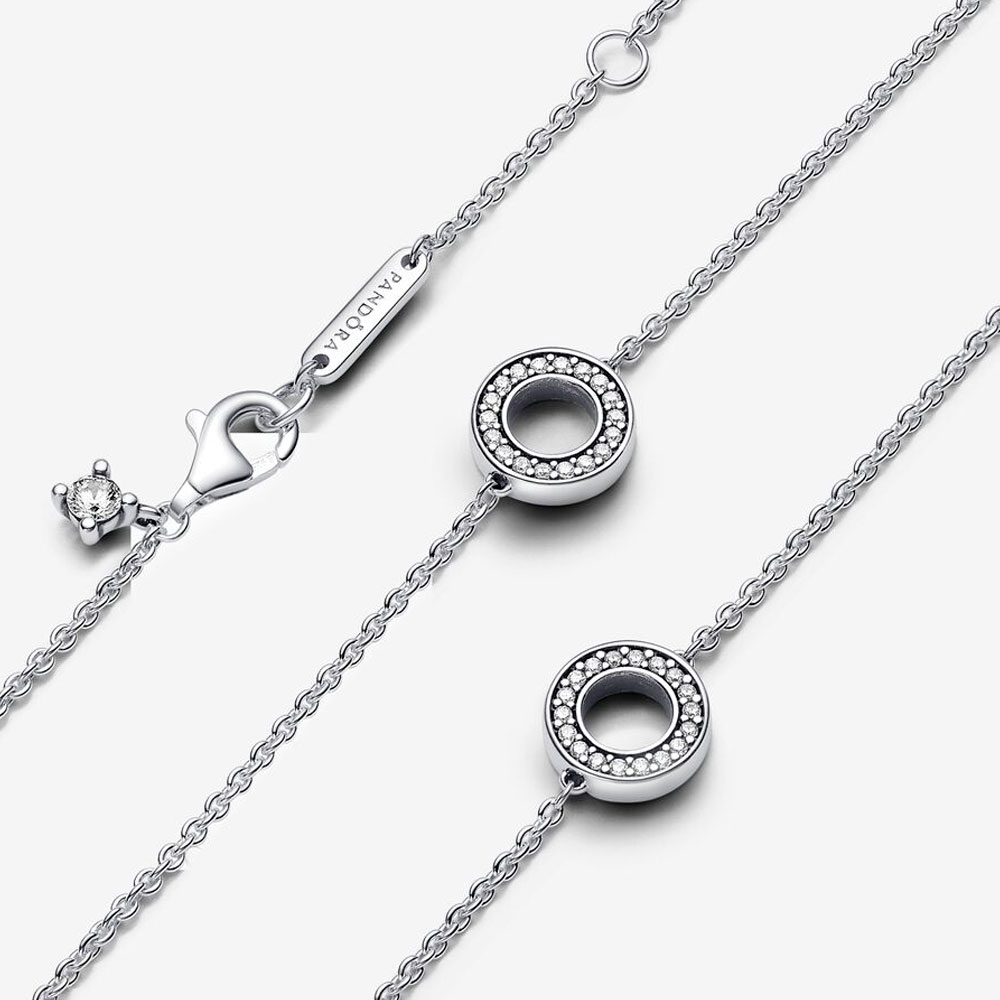 Колье Pandora «Pavé Circles Chain Necklace» | PANDORA 