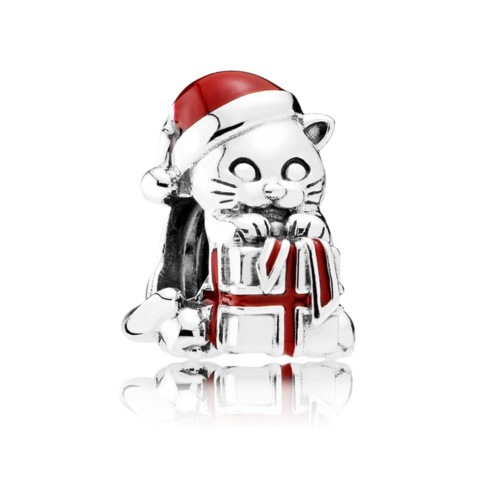 Подвеска-шарм «Рождественский котенок» | PANDORA 
