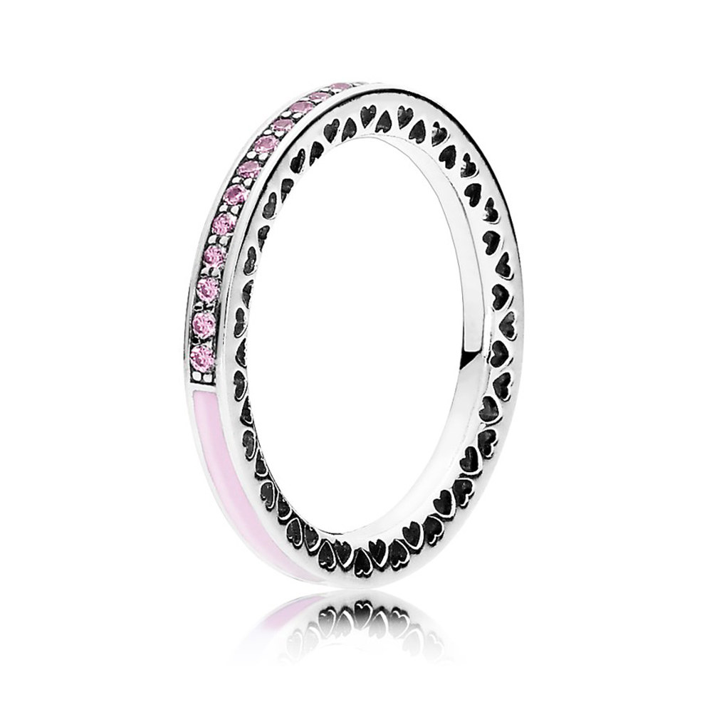Кольцо «Розовое лучезарное сердце Пандоры» 18 размер | PANDORA 