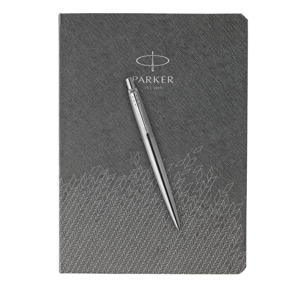 Подарочный набор: Шариковая ручка Parker Jotter Essential, St. Steel СT и Ежедневник недатированный, серый P1951110_5103170 | PARKER 