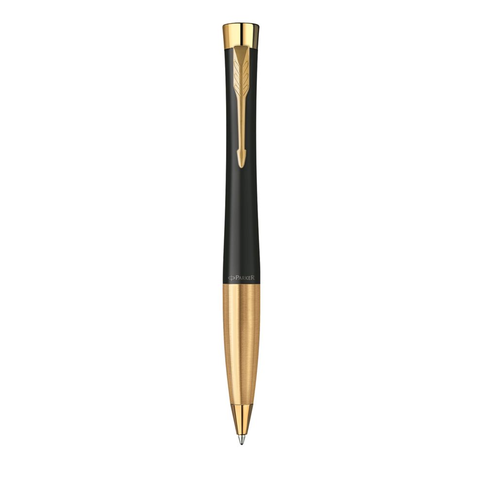 Шариковая ручка Parker Urban (матовый черный лак) Muted Black Gold Finish Trim, стержень: M, цвет чернил: blue, 2143640 | PARKER 