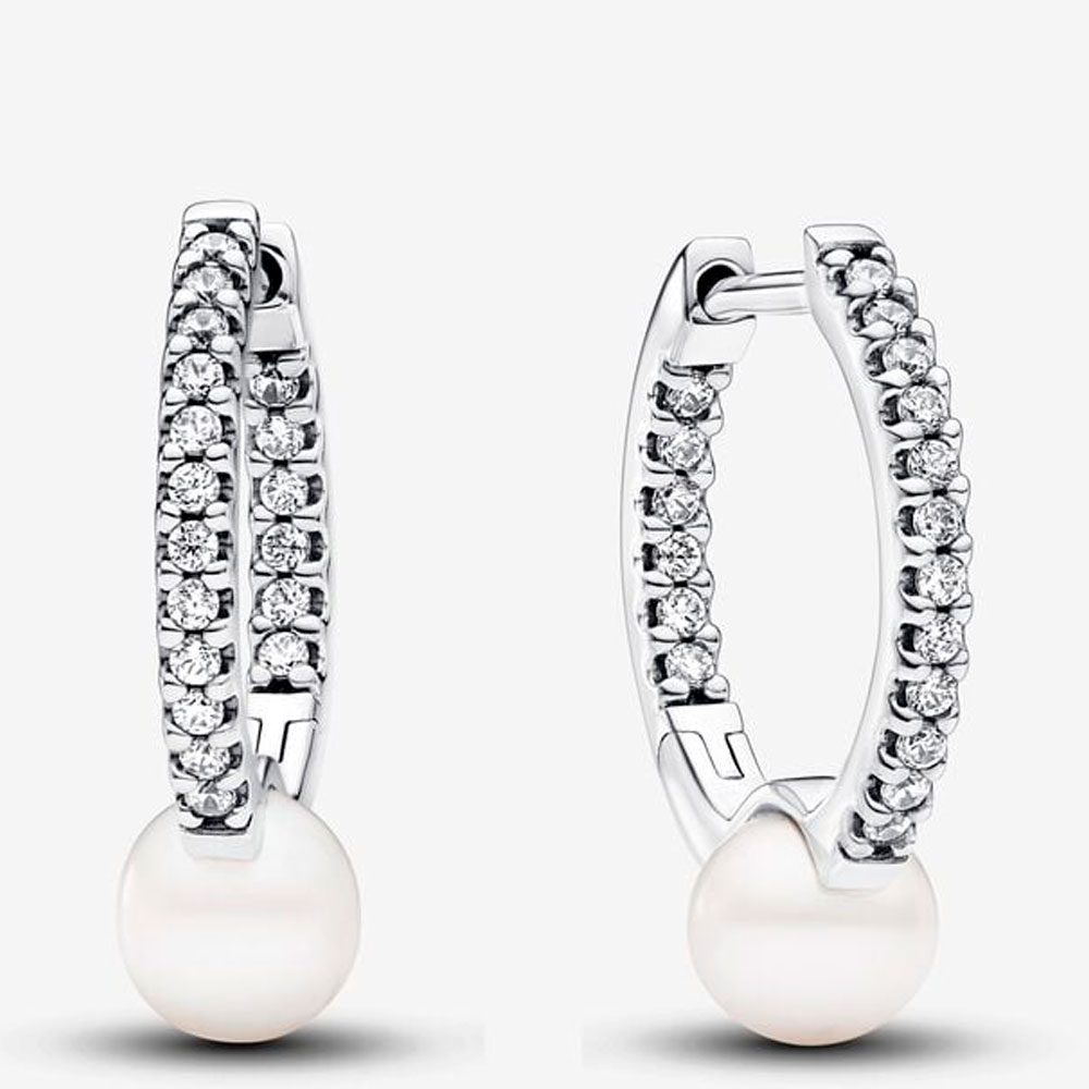 Серьги Pandora Treated Freshwater Cultured Pearl & Pave