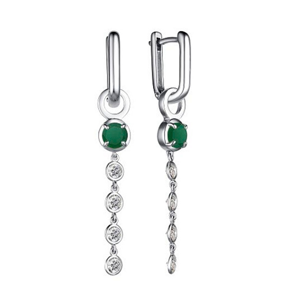 Серьги Алькор из серебра с агатами и фианитами 02-3859/00АГ-00
