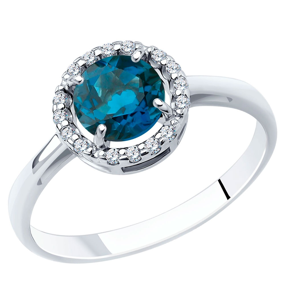 Кольцо  SOKOLOV из серебра с лондон топазом и фианитами 92011017