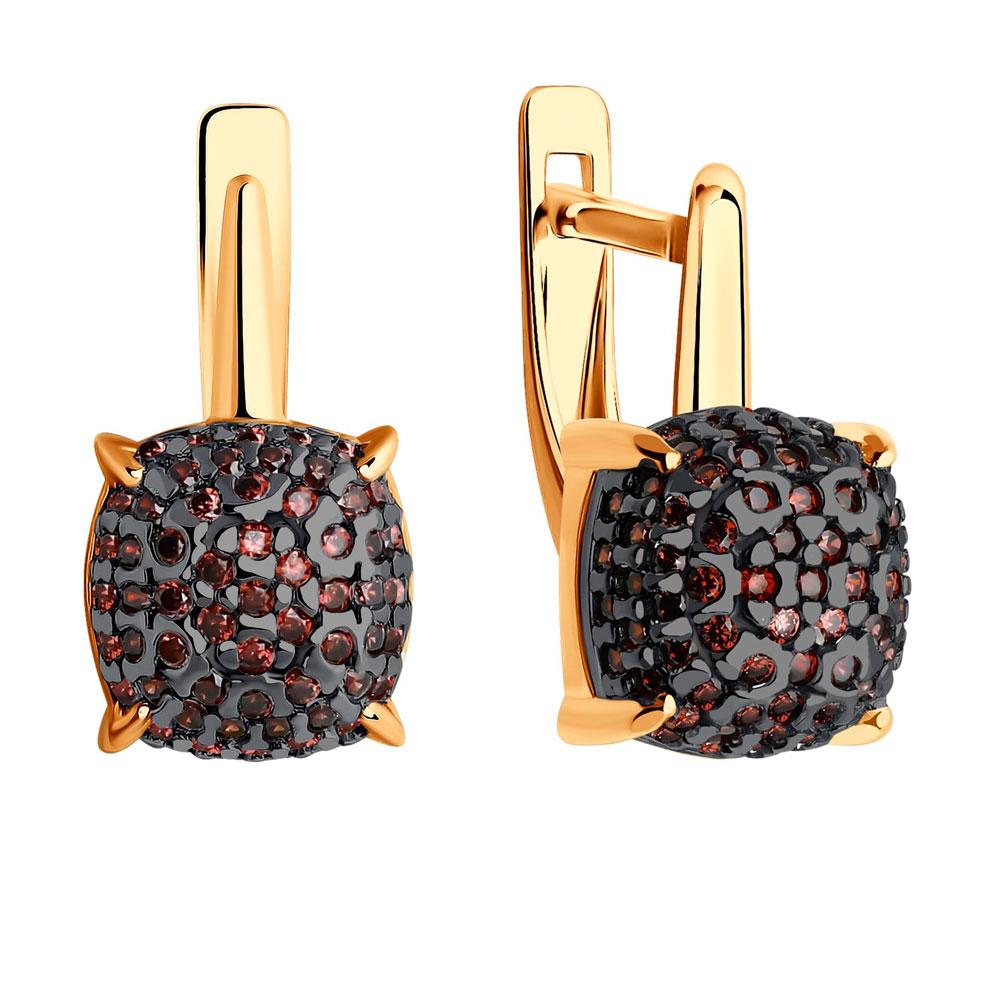 Серьги Diamant из золочёного серебра с фианитами 93-120-01827-2