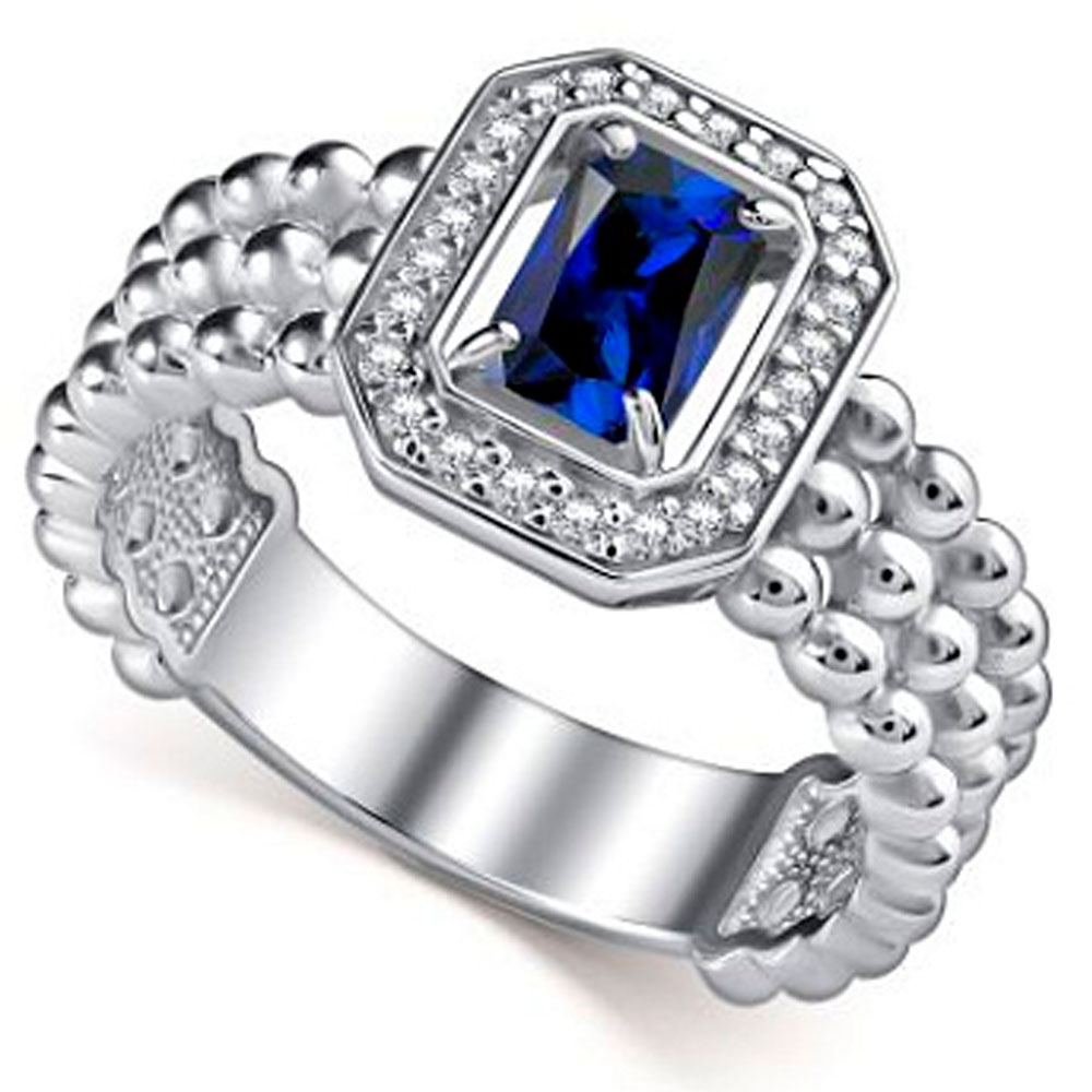 Кольцо Алькор из серебра с сапфиром и фианитами 01-5029/0ГТС-00