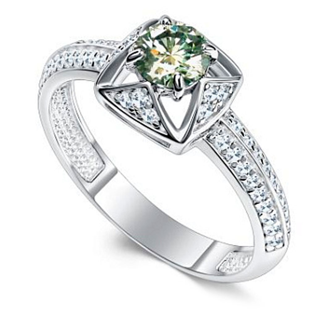 Кольцо Алькор из серебра с муассанитом и фианитами 01-5189/002М-00