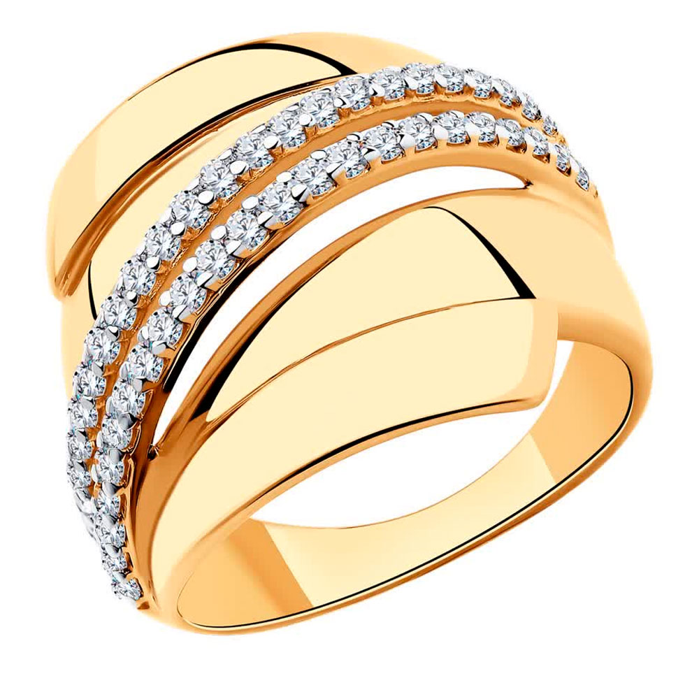 Кольцо Diamant из золочёного серебра с фианитами 93-110-00425-1