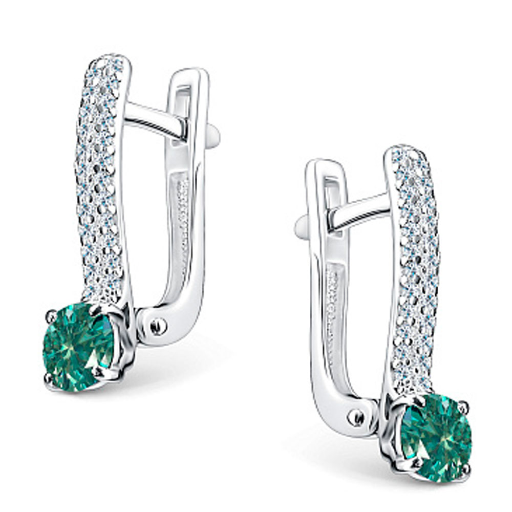 Серьги Алькор из серебра c фианитами и муассанитами 02-5191/002М-00