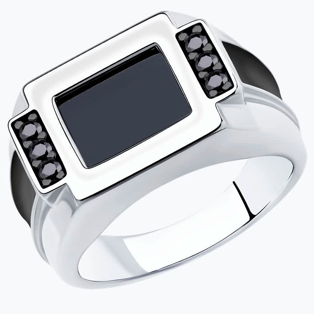 Кольцо Diamant из серебра с эмалью, наношпинелью и фианитами 94-112-00488-2