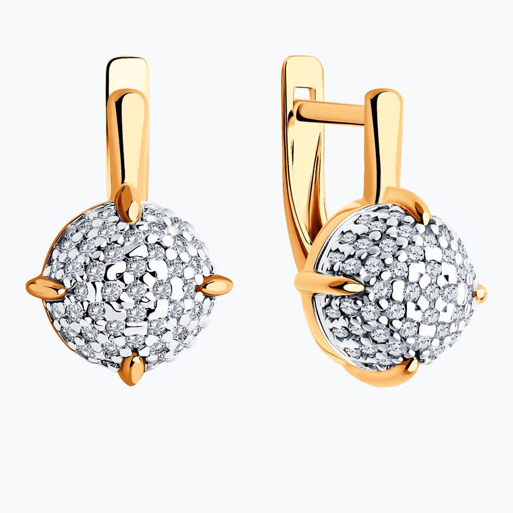 Серьги Diamant из золочёного серебра с фианитами 93-120-01987-1