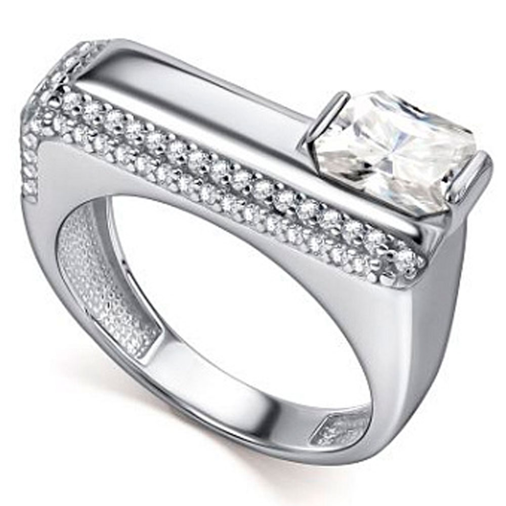 Кольцо Алькор из серебра с горным хрусталем и фианитами 01-5459/00ГХ-00