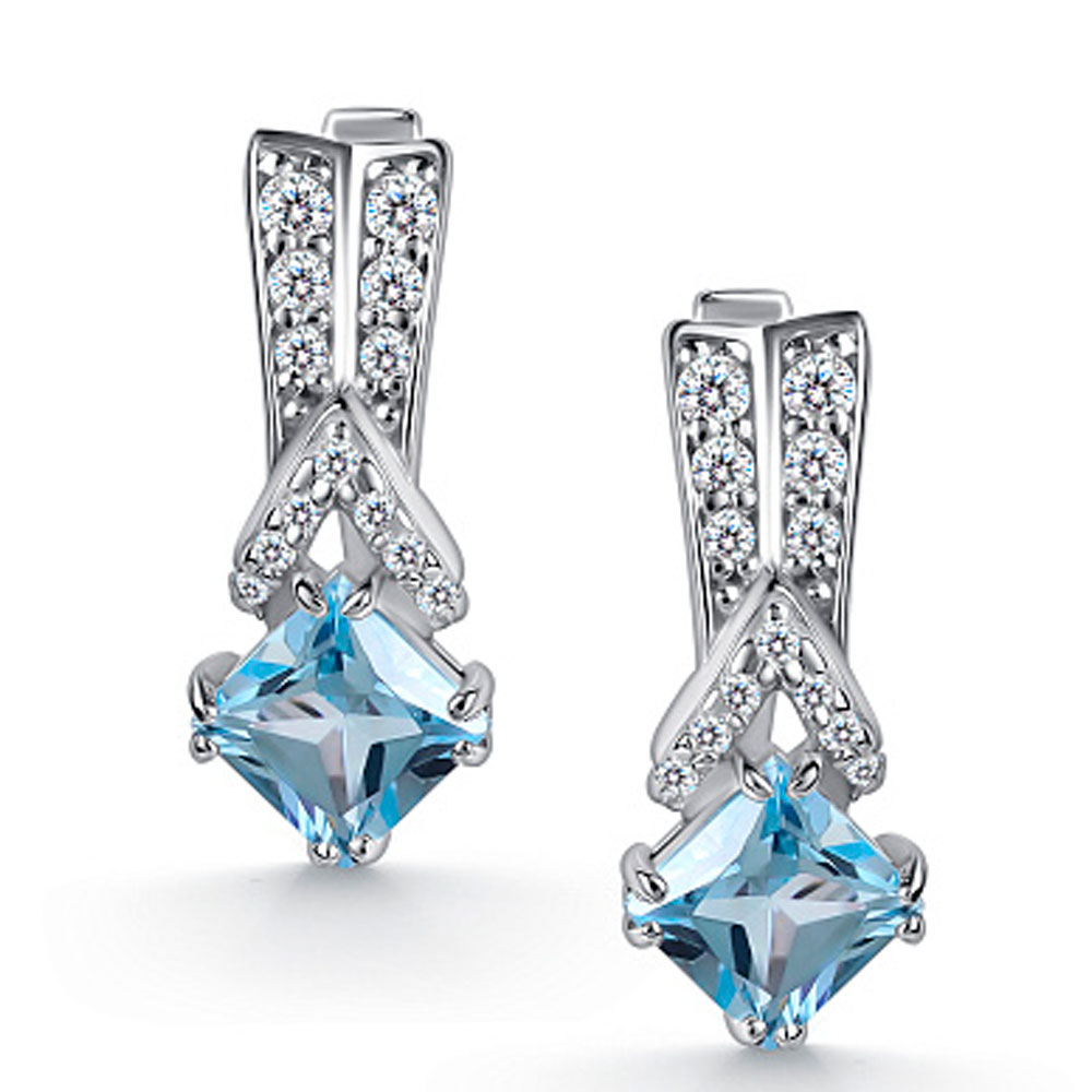 Серьги Алькор из серебра с топазом и фианитами 02-5460/00ТБ-00