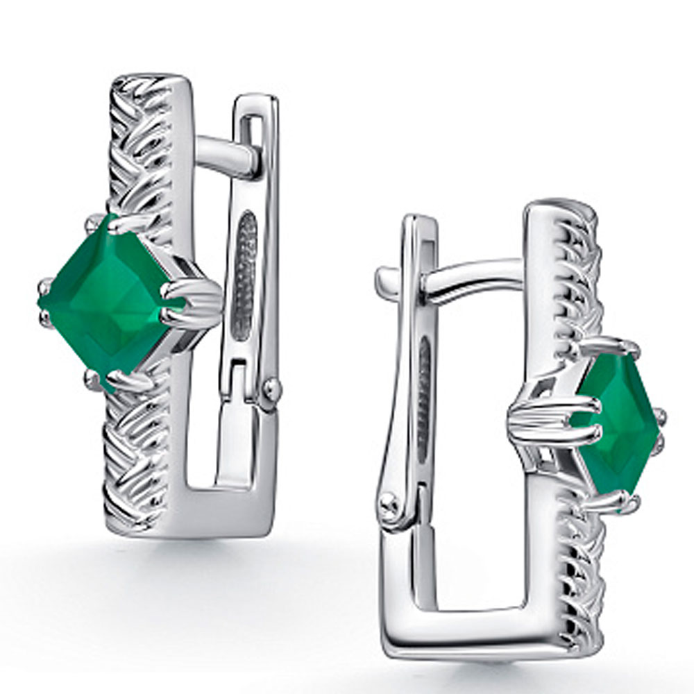 Серьги Алькор из серебра с агатом 02-5517/00АГ-00