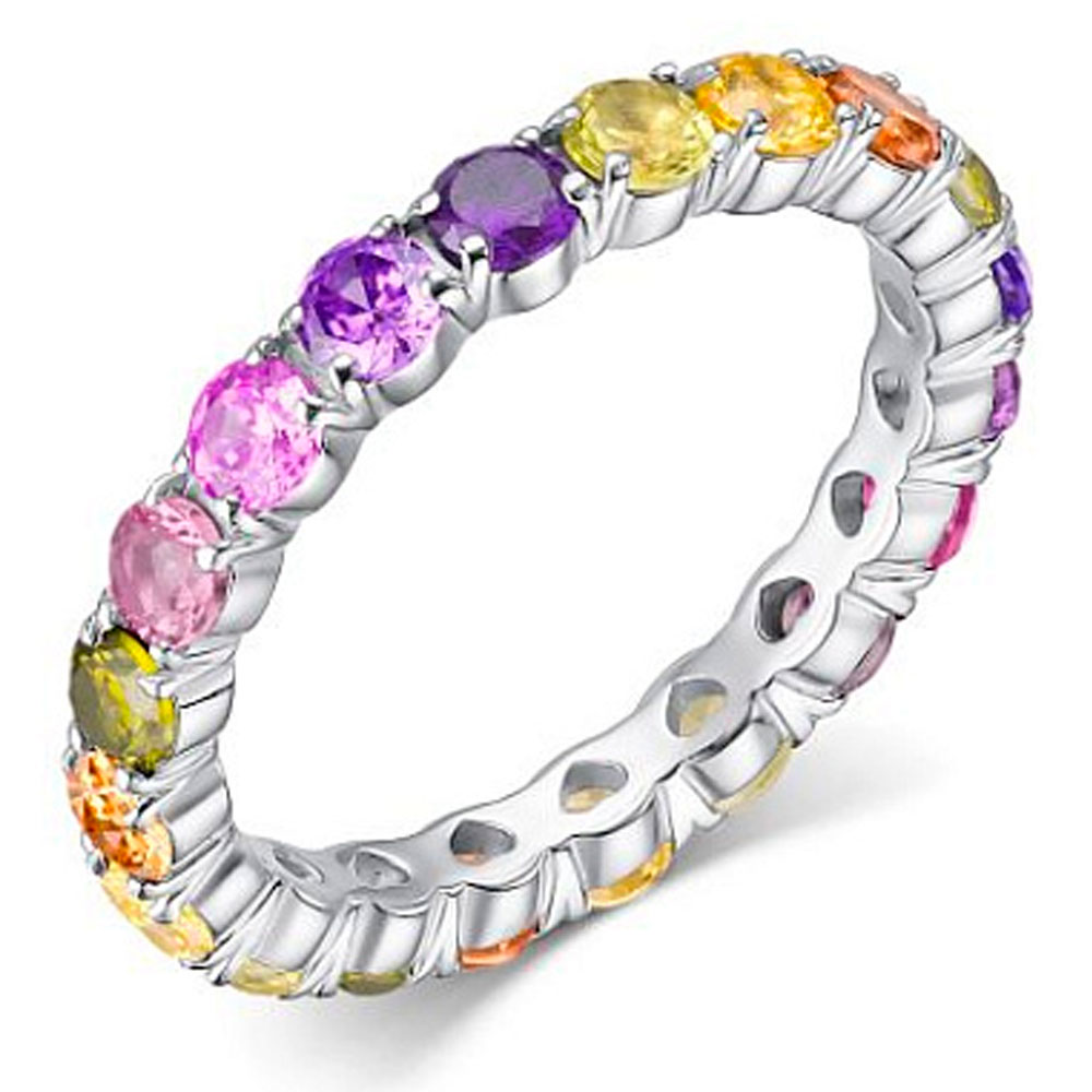 Кольцо Алькор из серебра с фианитами и аметистами 01-1766/00АМ-00