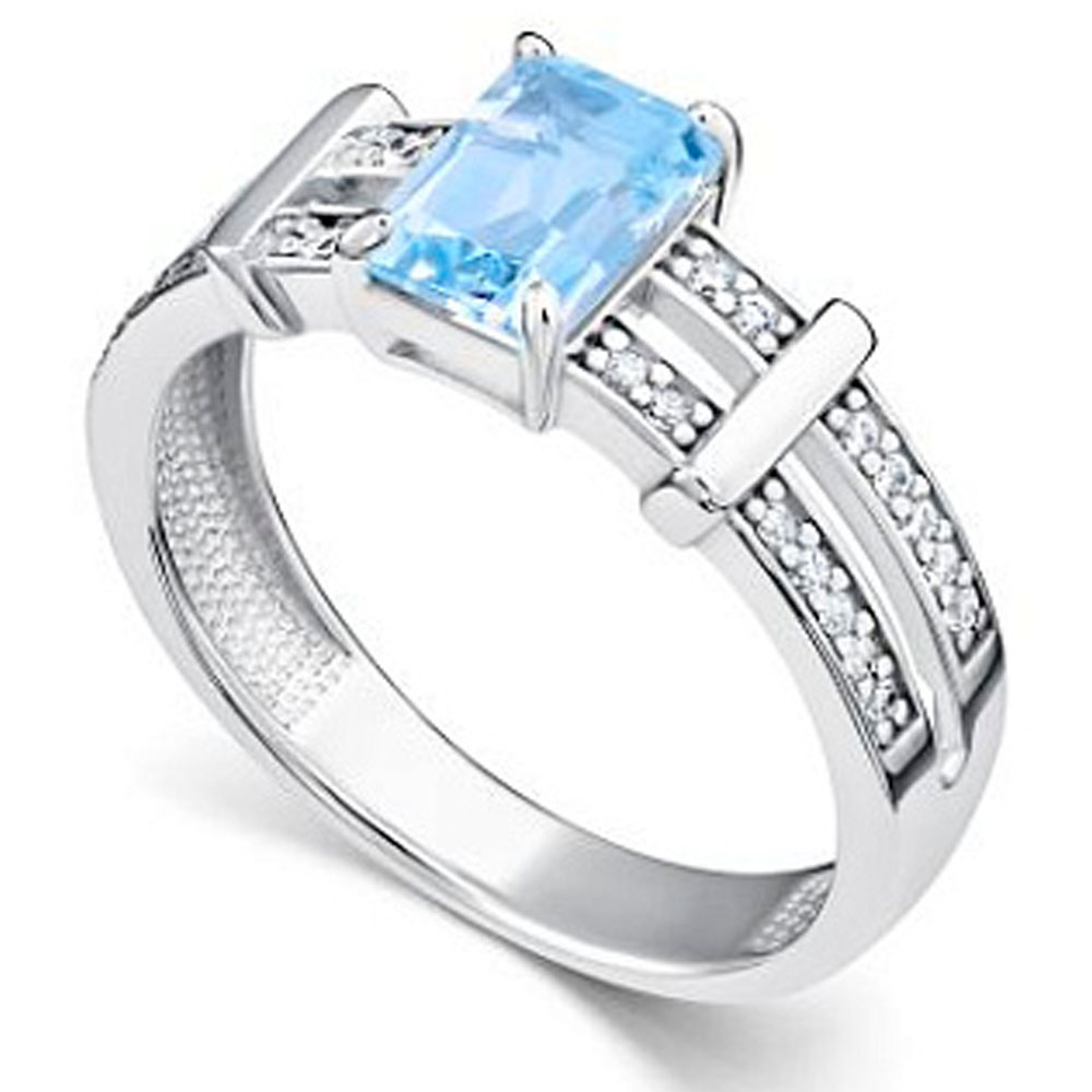 Кольцо Алькор из серебра с фианитами и топазом 01-5680/00ТБ-00