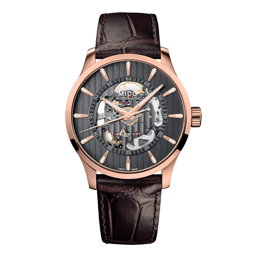 Часы мужские механические Mido Multifort Skeleton Vertigo M038.436.36.061.00